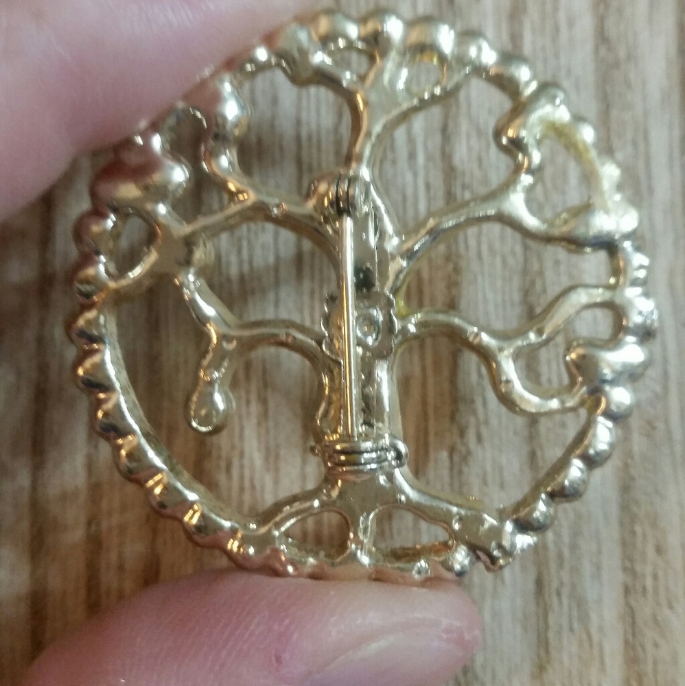 Vintage Tree of Life Gold Tone Brooch/Pin - Picture 2 of 4